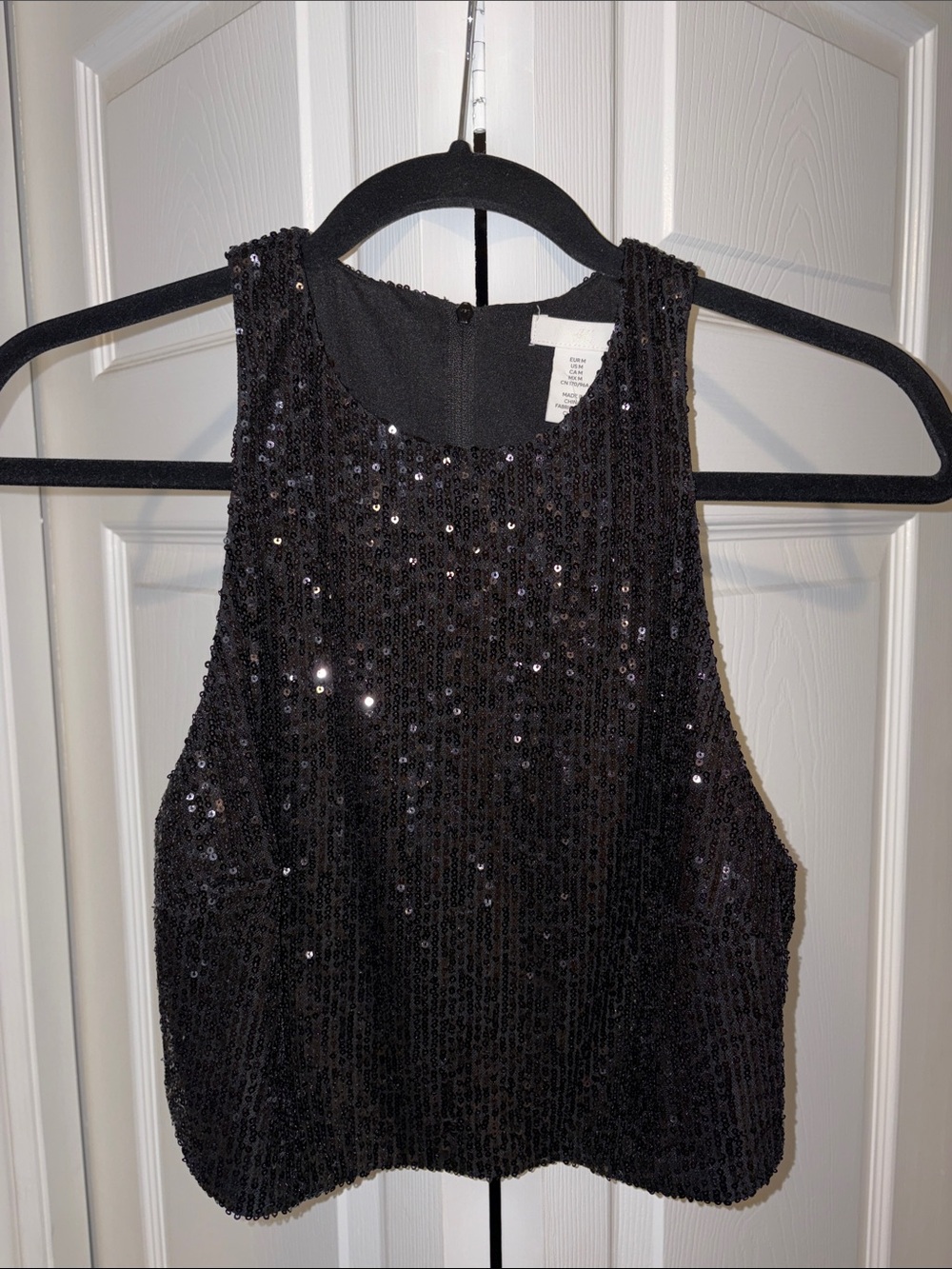 H&M Black Sequin Crop Top